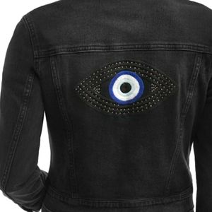 New Sofia Vagara evil eye short black jean jacket XXL